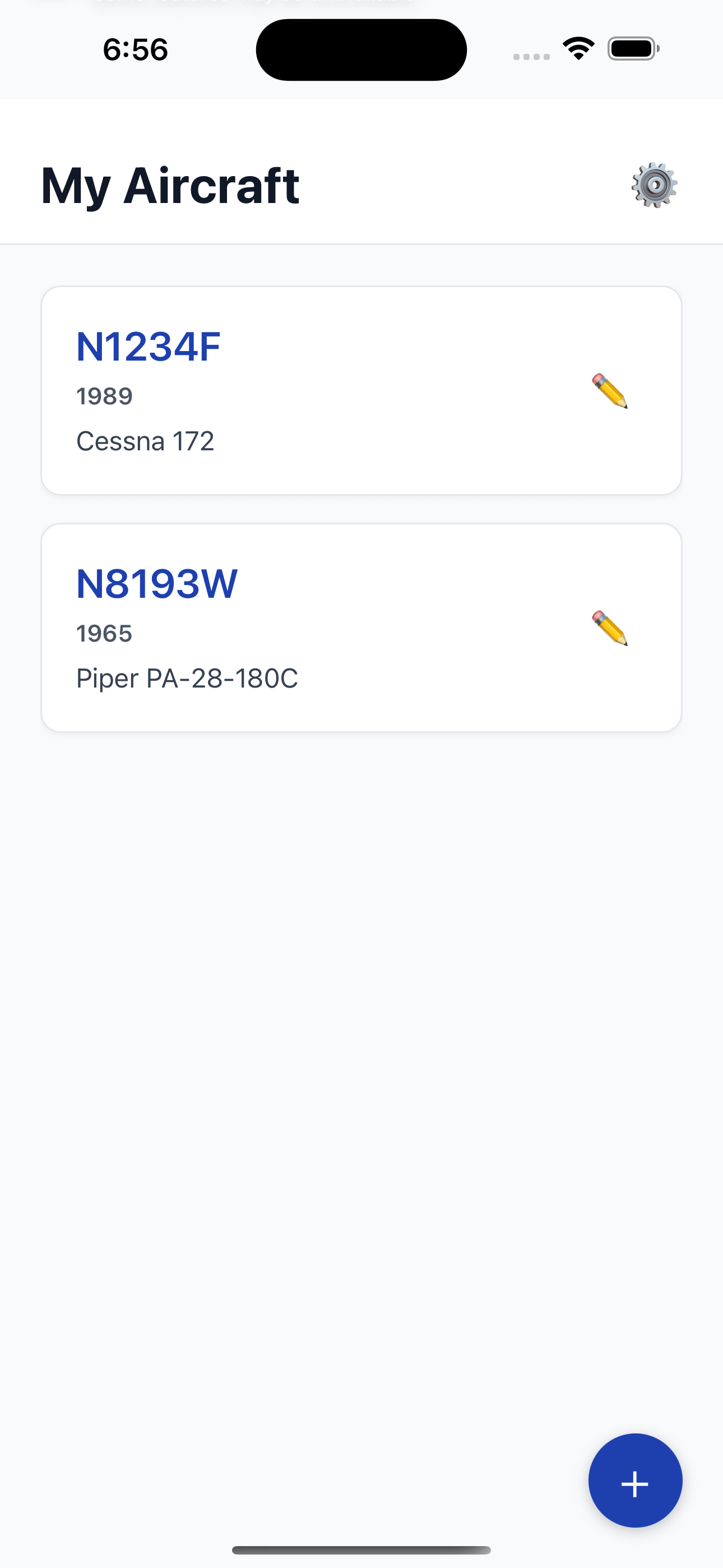 LogIQ aircraft screen showing captured logbook pages